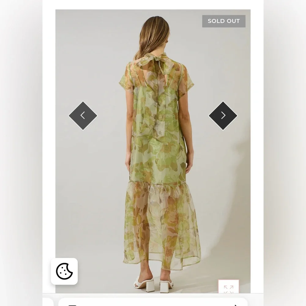 NWT Sugarlips Ellery Floral Dime Organza Maxi Dress - Picture 3 of 4